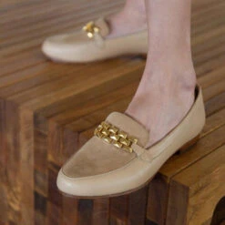 CARINA - Beige Regina Romero Zapato Mocasin De Piso Para Dama En Piel -Reginaromero Regina Romero Zapato Mocasin Carina Piel Beige 7
