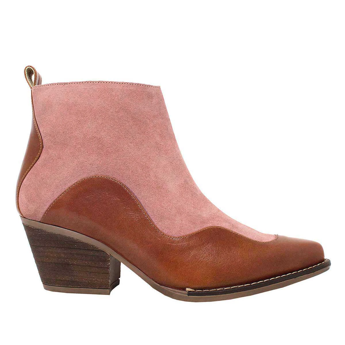 DAISY 60 - Caramelo Y Rosa Regina Romero Zapato Bota Botin Tacon Bajo Para Dama En Piel 3 DAISY 60 - Caramelo Y Rosa Regina Romero Zapato Bota Botin Tacon Bajo Para Dama En Piel