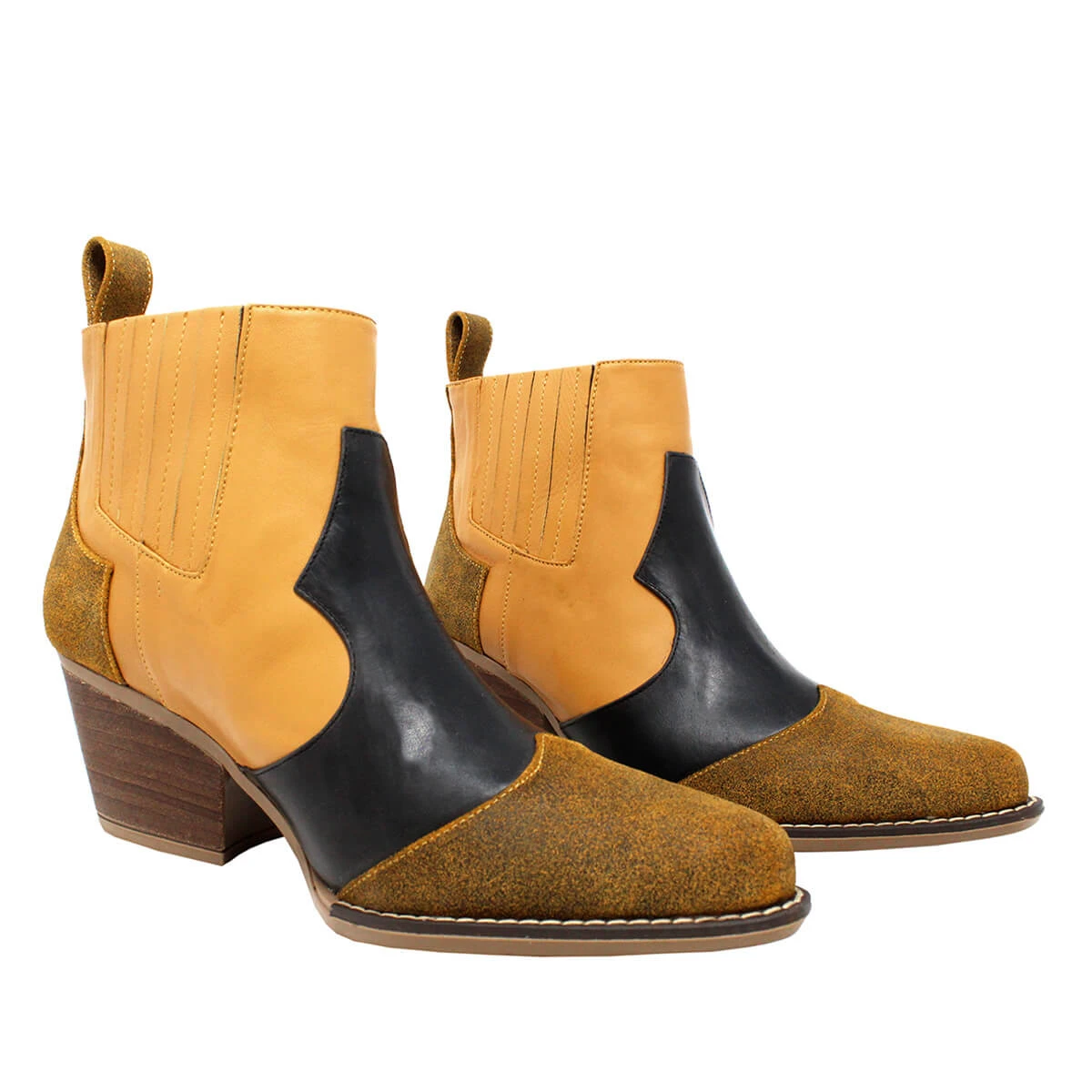 MADDIE 60 Edicion Limitada - Negro Y Miel Regina Romero Zapato Bota Botin Tacon Bajo Para Dama En Piel 6 MADDIE 60 Edicion Limitada - Negro Y Miel Regina Romero Zapato Bota Botin Tacon Bajo Para Dama En Piel - Imagen 4