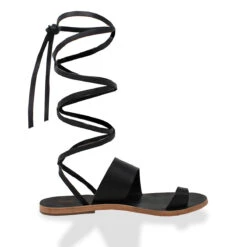 ASHA - Negro Regina Romero Resort Zapato Sandalia De Piso Para Dama En Piel