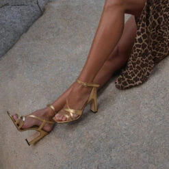 PIA 100 - Oro Regina Romero Zapato Sandalia Zapatilla Tacon Alto Para Dama En Piel -Reginaromero Regina Romero Zapatilla Sandalia Pia Piel Oro 10