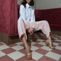 PIA 100 - Oro Regina Romero Zapato Sandalia Zapatilla Tacon Alto Para Dama En Piel -Reginaromero Regina Romero Zapatilla Sandalia Pia Piel Oro 7