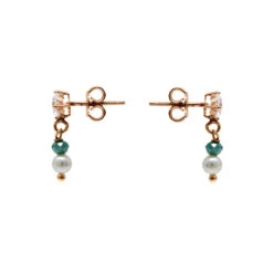 ARETES TAORMINA - Verde Esmeralda Y Plateado Regina RomeroArete Para Dama 13 ARETES TAORMINA - Verde Esmeralda Y Plateado Regina RomeroArete Para Dama -Reginaromero Regina Romero accesorios aretes Tormilia cristal perla dorado 3