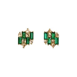 ARETES VARSOVIA - Verde Esmeralda Y Dorado Regina RomeroArete Para Dama
