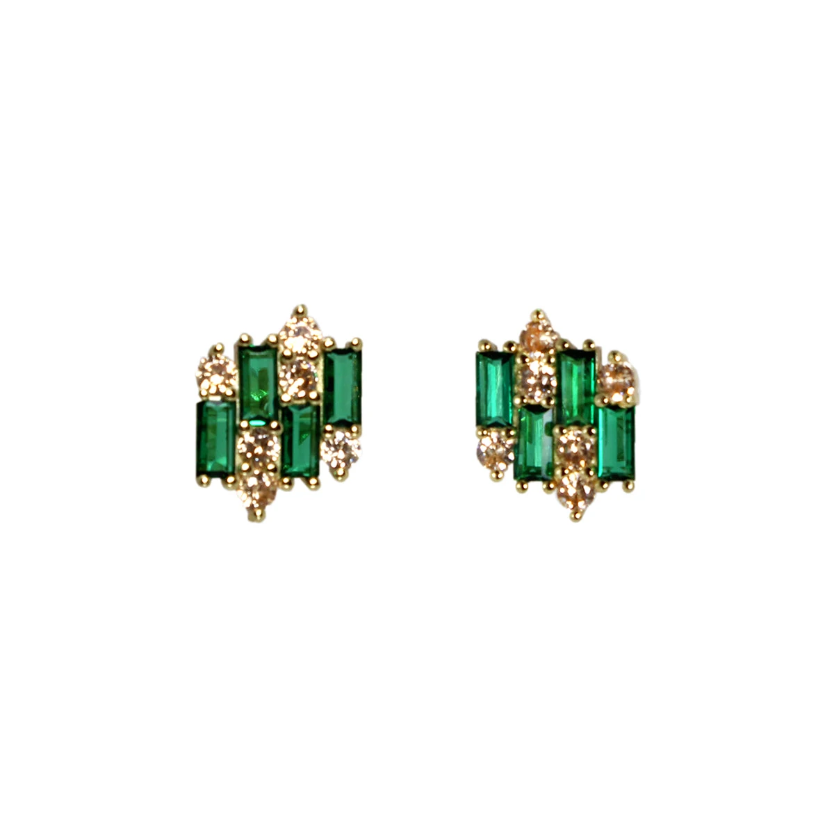 ARETES VARSOVIA - Verde Esmeralda Y Dorado Regina RomeroArete Para Dama 3 ARETES VARSOVIA - Verde Esmeralda Y Dorado Regina RomeroArete Para Dama