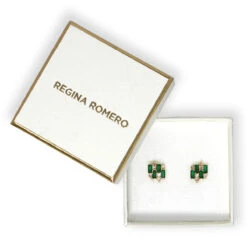 ARETES VARSOVIA - Verde Esmeralda Y Dorado Regina RomeroArete Para Dama 11 ARETES VARSOVIA - Verde Esmeralda Y Dorado Regina RomeroArete Para Dama -Reginaromero Regina Romero aretes Varsovia oro cristal esmeralda 3