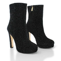 ALIX 120 - Negro Print Regina Romero Zapato Bota Botin Plataforma Tacon Alto Para Dama En Piel -Reginaromero Regina Romero bota botin Alix ante negro print 2