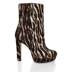 ALIX 120 - Cafe Print Regina Romero Zapato Bota Botin Plataforma Tacon Alto Para Dama En Piel