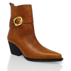 AUSTIN 60 - Avellana Regina Romero Zapato Bota Botin Tacon Bajo Para Dama En Piel -Reginaromero Regina Romero bota botin Austin almendra piel 3