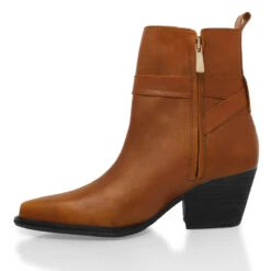 AUSTIN 60 - Avellana Regina Romero Zapato Bota Botin Tacon Bajo Para Dama En Piel -Reginaromero Regina Romero bota botin Austin almendra piel 4