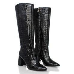 BROOKLYN 75 - Charol Negro Regina Romero Zapato Bota Larga Tacon Alto Para Dama En Piel -Reginaromero Regina Romero bota botin Brooklyn negro charol 2