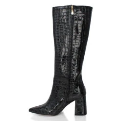 BROOKLYN 75 - Charol Negro Regina Romero Zapato Bota Larga Tacon Alto Para Dama En Piel -Reginaromero Regina Romero bota botin Brooklyn negro charol 4