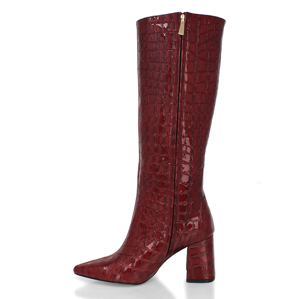 BROOKLYN 75 - Charol Vino Regina Romero Zapato Bota Larga Tacon Alto Para Dama En Piel 7 BROOKLYN 75 - Charol Vino Regina Romero Zapato Bota Larga Tacon Alto Para Dama En Piel - Imagen 5