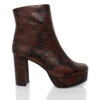 ELSY 95 - Cafe Regina Romero Zapato Bota Botin Plataforma Tacon Alto Para Dama En Piel -Reginaromero Regina Romero bota botin Elsy cobra cafe piel 1
