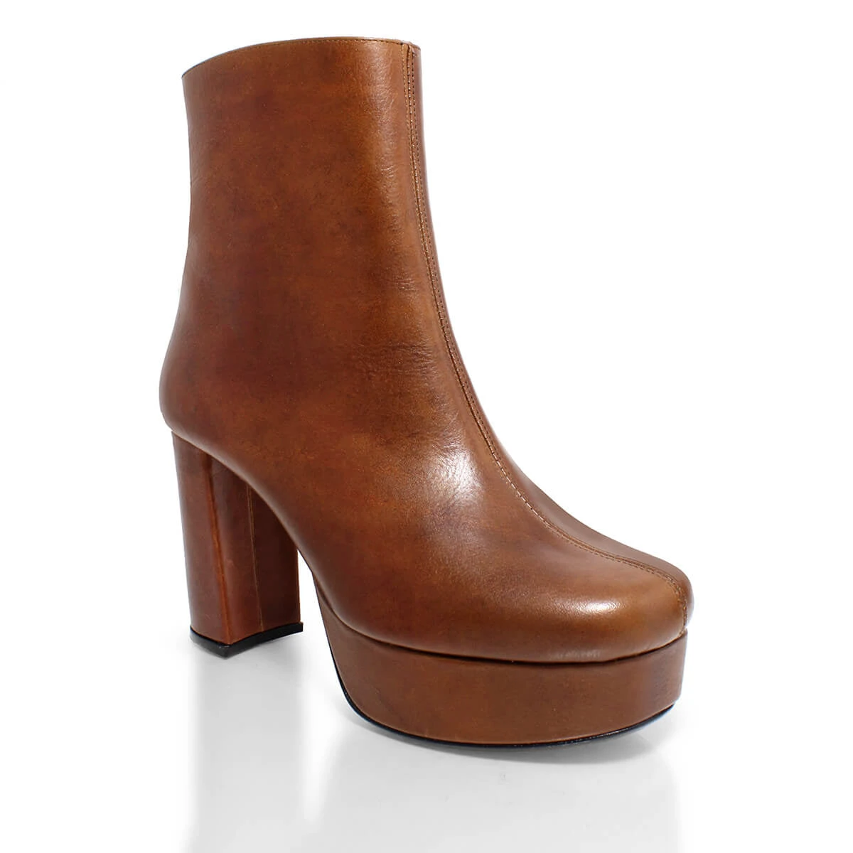 ELSY 95 - Tan Regina Romero Zapato Bota Botin Plataforma Tacon Alto Para Dama En Piel 4 ELSY 95 - Tan Regina Romero Zapato Bota Botin Plataforma Tacon Alto Para Dama En Piel - Imagen 2