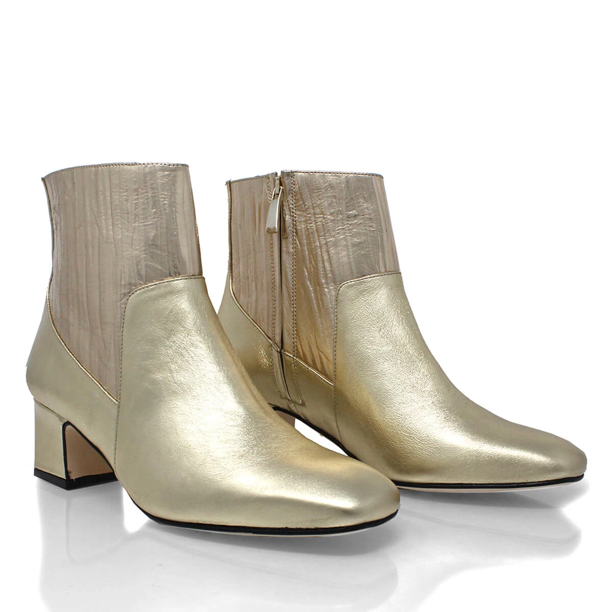 JENNIFER 45 - Oro Regina Romero Zapato Bota Botin Tacon Bajo Para Dama En Piel 4 JENNIFER 45 - Oro Regina Romero Zapato Bota Botin Tacon Bajo Para Dama En Piel - Imagen 2