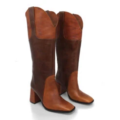 KING 75 - Tan Regina Romero Zapato Bota Botin Tacon Alto Para Dama En Piel -Reginaromero Regina Romero bota botin King tan piel 2