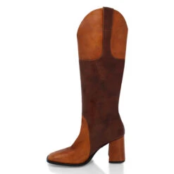KING 75 - Tan Regina Romero Zapato Bota Botin Tacon Alto Para Dama En Piel -Reginaromero Regina Romero bota botin King tan piel RE 4