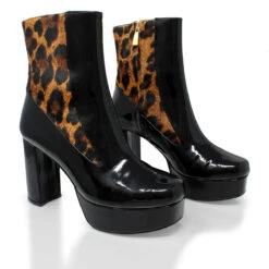 MARILINA 95 - Negro Y Cafe Regina Romero Zapato Bota Botin Plataforma Tacon Alto Para Dama En Piel -Reginaromero Regina Romero bota botin Marilina cafe negro piel 2