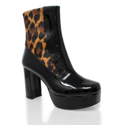 MARILINA 95 - Negro Y Cafe Regina Romero Zapato Bota Botin Plataforma Tacon Alto Para Dama En Piel -Reginaromero Regina Romero bota botin Marilina cafe negro piel 3