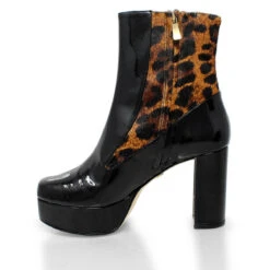 MARILINA 95 - Negro Y Cafe Regina Romero Zapato Bota Botin Plataforma Tacon Alto Para Dama En Piel -Reginaromero Regina Romero bota botin Marilina cafe negro piel 4