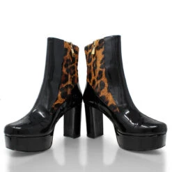 MARILINA 95 - Negro Y Cafe Regina Romero Zapato Bota Botin Plataforma Tacon Alto Para Dama En Piel -Reginaromero Regina Romero bota botin Marilina cafe negro piel 7