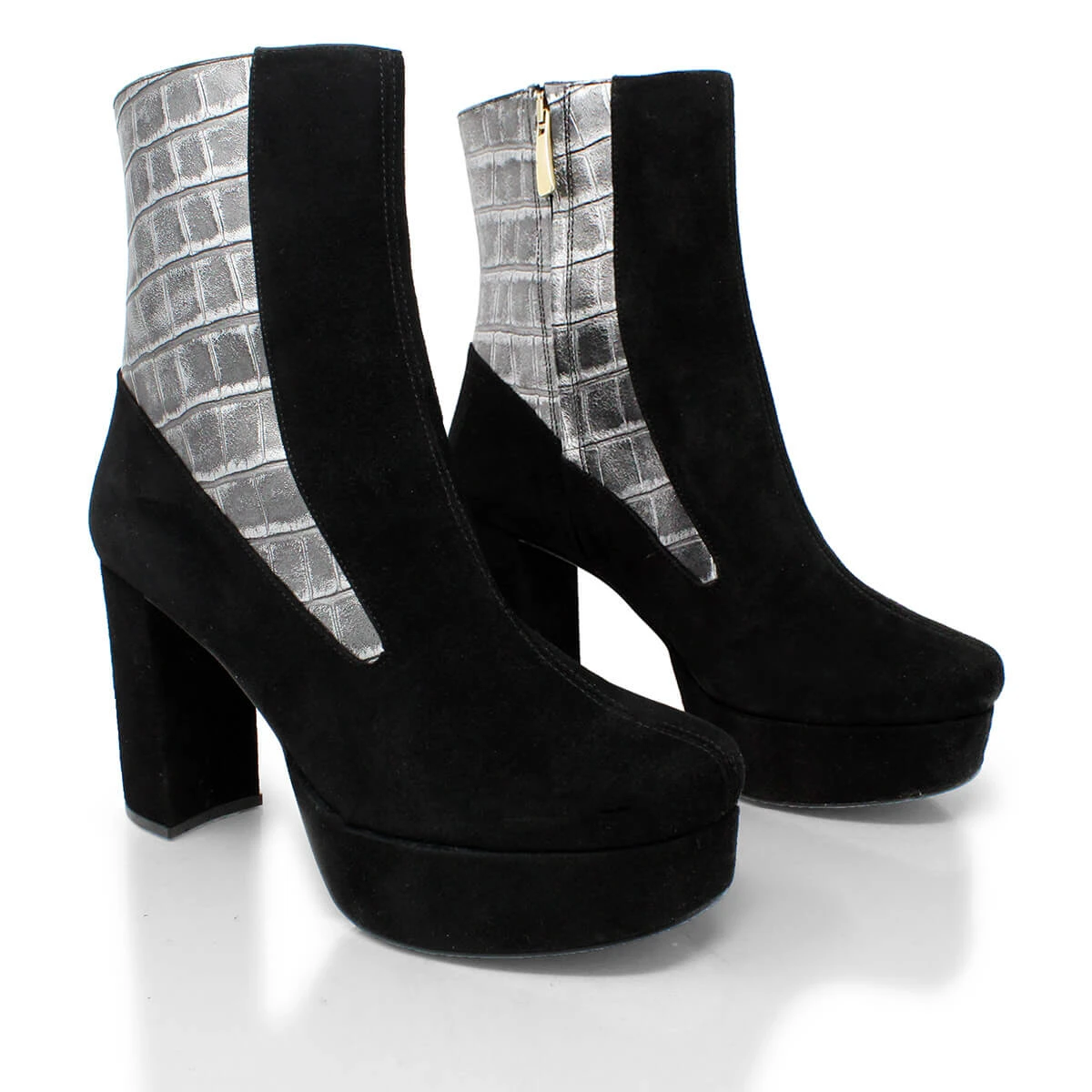 MARILINA 95 - Negro Y Plata Regina Romero Zapato Bota Botin Plataforma Tacon Alto Para Dama En Piel 9 MARILINA 95 - Negro Y Plata Regina Romero Zapato Bota Botin Plataforma Tacon Alto Para Dama En Piel - Imagen 7