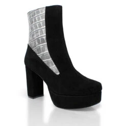 MARILINA 95 - Negro Y Plata Regina Romero Zapato Bota Botin Plataforma Tacon Alto Para Dama En Piel 16 MARILINA 95 - Negro Y Plata Regina Romero Zapato Bota Botin Plataforma Tacon Alto Para Dama En Piel -Reginaromero Regina Romero bota botin Marilina negro plata piel 4