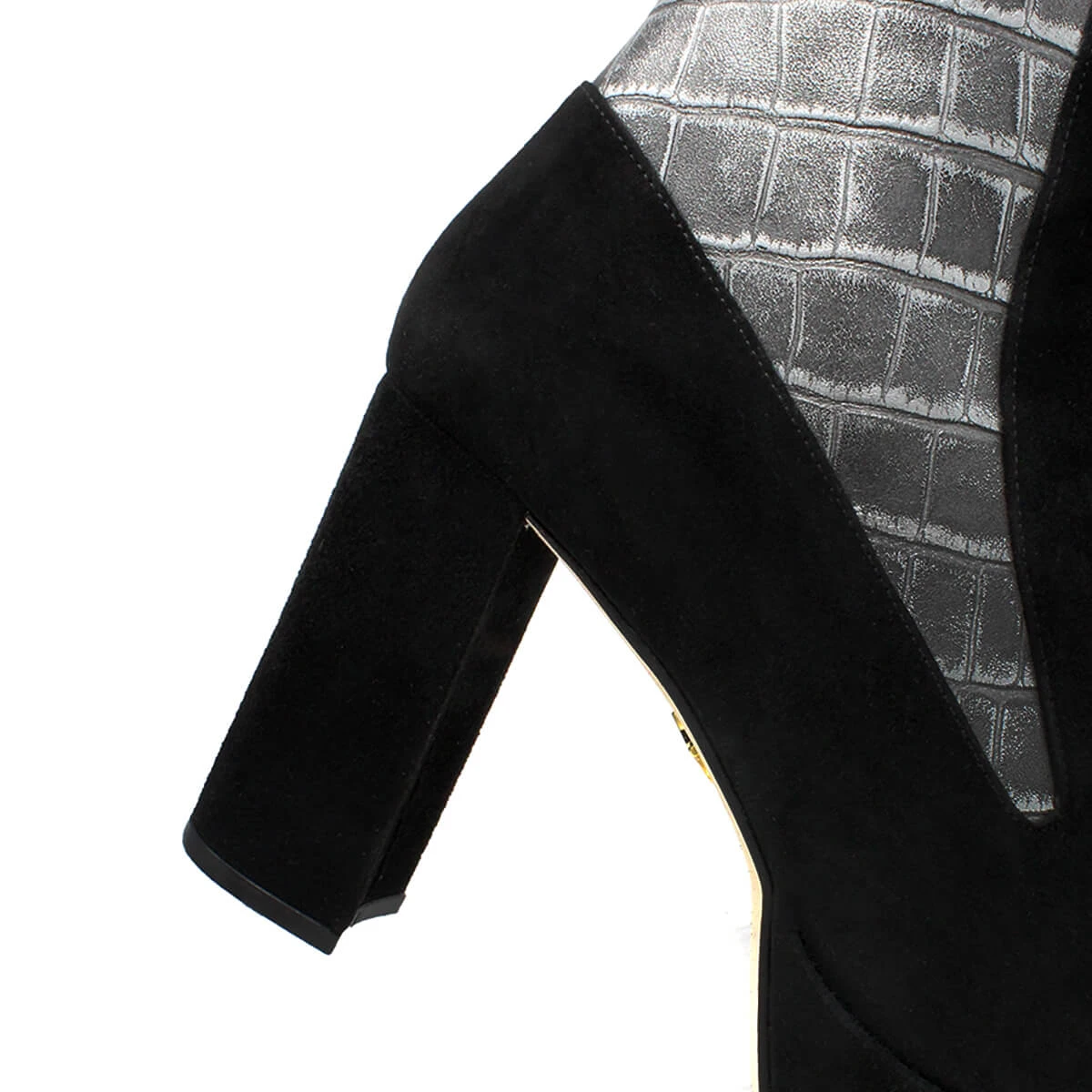 MARILINA 95 - Negro Y Plata Regina Romero Zapato Bota Botin Plataforma Tacon Alto Para Dama En Piel 11 MARILINA 95 - Negro Y Plata Regina Romero Zapato Bota Botin Plataforma Tacon Alto Para Dama En Piel - Imagen 9