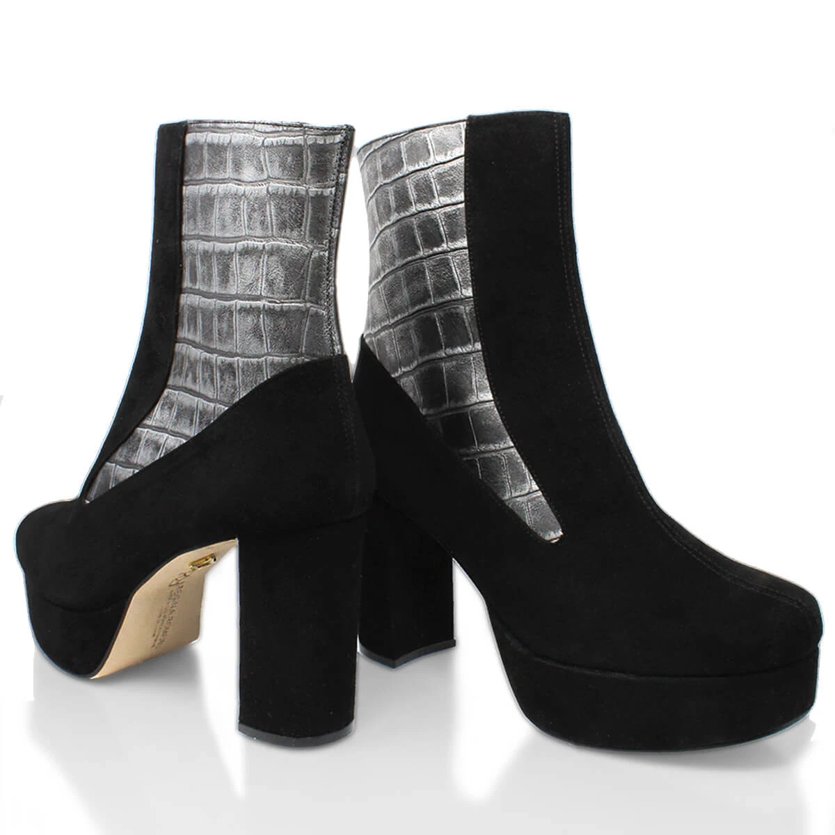 MARILINA 95 - Negro Y Plata Regina Romero Zapato Bota Botin Plataforma Tacon Alto Para Dama En Piel 12 MARILINA 95 - Negro Y Plata Regina Romero Zapato Bota Botin Plataforma Tacon Alto Para Dama En Piel - Imagen 10