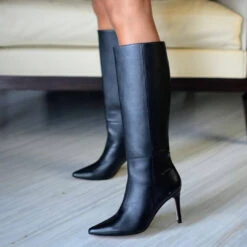 MITZY 75 - Negro Regina Romero Zapato Bota Larga Tacon Alto Para Dama En Piel -Reginaromero Regina Romero bota botin Mitzy negro piel 13