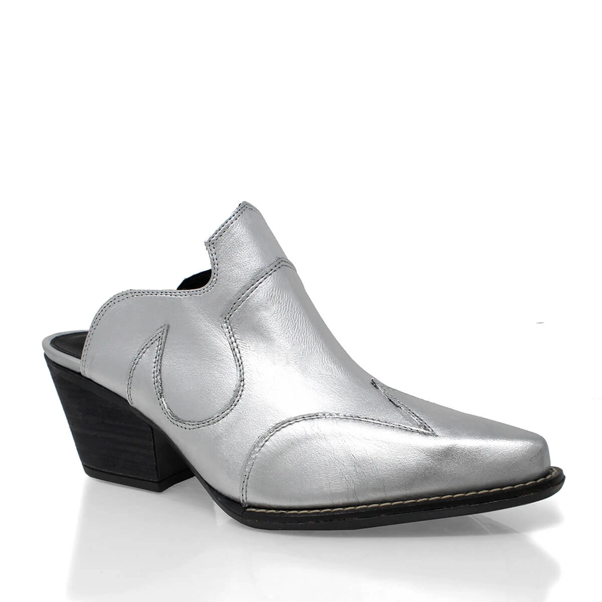 TRACY 60 - Plata Regina Romero Zapato Zapatilla Tacon Bajo Para Dama En Piel 4 TRACY 60 - Plata Regina Romero Zapato Zapatilla Tacon Bajo Para Dama En Piel - Imagen 2