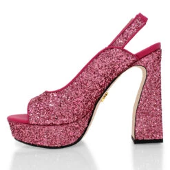 CHERYL 125 - Glitter Rosa Regina Romero Zapato Sandalia Plataforma Tacon Alto Para Dama En Piel -Reginaromero Regina Romero sandalia plataforma Cheryl rosa glitter 4