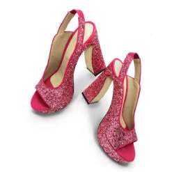 CHERYL 125 - Glitter Rosa Regina Romero Zapato Sandalia Plataforma Tacon Alto Para Dama En Piel -Reginaromero Regina Romero sandalia plataforma Cheryl rosa glitter 7