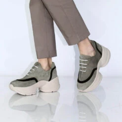 KIM 75 - Ante Verde Regina Romero Zapato Tenis Urbano Sport Para Dama En Piel -Reginaromero Regina Romero tenis urbano Kim ante verde piel 10