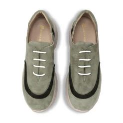 KIM 75 - Ante Verde Regina Romero Zapato Tenis Urbano Sport Para Dama En Piel -Reginaromero Regina Romero tenis urbano Kim ante verde piel 2