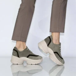 KIM 75 - Ante Verde Regina Romero Zapato Tenis Urbano Sport Para Dama En Piel -Reginaromero Regina Romero tenis urbano Kim ante verde piel 9