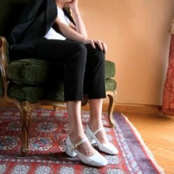 MATI 50 - Charol Blanco Regina Romero Zapato Zapatilla Tacon Bajo Para Dama En Piel -Reginaromero Regina Romero zaatilla Mati charol blanco 12