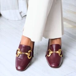 GRETA 40 - Vino Regina Romero Zapato Zapatilla Tacon Bajo Para Dama En Piel -Reginaromero Regina Romero zapatilla mocasin Greta vino piel 6