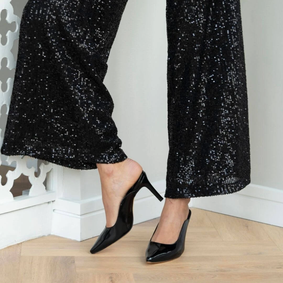 COSMO 80 - Charol Negro Regina Romero Zapato Zapatilla Tacon Alto Para Dama En Piel 4 COSMO 80 - Charol Negro Regina Romero Zapato Zapatilla Tacon Alto Para Dama En Piel - Imagen 2