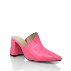 DENISE 80 - Rosa Regina Romero Zapato Zapatilla Tacon Alto Para Dama En Piel 15 DENISE 80 - Rosa Regina Romero Zapato Zapatilla Tacon Alto Para Dama En Piel -Reginaromero Regina Romero zapatilla mule Denisse croco rosa piel 3