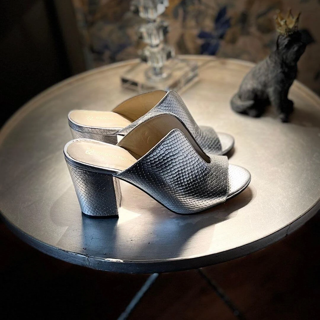 PELTZ 75 - Plata Regina Romero Zapato Sandalia Zapatilla Tacon Alto Para Dama En Piel 4 PELTZ 75 - Plata Regina Romero Zapato Sandalia Zapatilla Tacon Alto Para Dama En Piel - Imagen 2