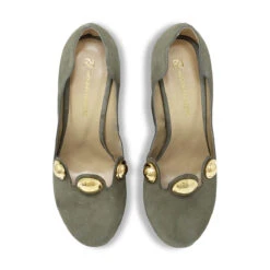 ROXANNE 135 - Ante Verde Regina Romero Zapato Plataforma Tacon Alto Para Dama En Piel -Reginaromero Regina Romero zapatilla plataforma Roxanne ante sage piel 2