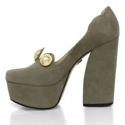 ROXANNE 135 - Ante Verde Regina Romero Zapato Plataforma Tacon Alto Para Dama En Piel -Reginaromero Regina Romero zapatilla plataforma Roxanne ante sage piel 4