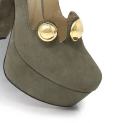 ROXANNE 135 - Ante Verde Regina Romero Zapato Plataforma Tacon Alto Para Dama En Piel -Reginaromero Regina Romero zapatilla plataforma Roxanne ante sage piel 6