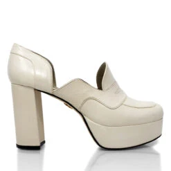 JOY 95 - Blanco Regina Romero Zapato Zapatilla Tacon Alto Para Dama En Piel
