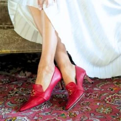 LONDON 60 - Rojo Regina Romero Zapato Zapatilla Tacon Bajo Para Dama En Piel -Reginaromero Regina Romero zapatilla pump London rojo piel 08