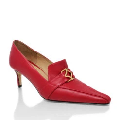 LONDON 60 - Rojo Regina Romero Zapato Zapatilla Tacon Bajo Para Dama En Piel -Reginaromero Regina Romero zapatilla pump London rojo piel 3