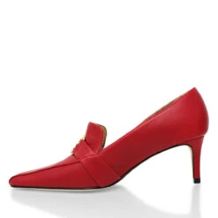 LONDON 60 - Rojo Regina Romero Zapato Zapatilla Tacon Bajo Para Dama En Piel -Reginaromero Regina Romero zapatilla pump London rojo piel 4