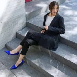 RICCARDI 60 - Azul Regina Romero Zapato Zapatilla Tacon Bajo Para Dama En Piel -Reginaromero Regina Romero zapatilla pump Riccardi azul piel 12